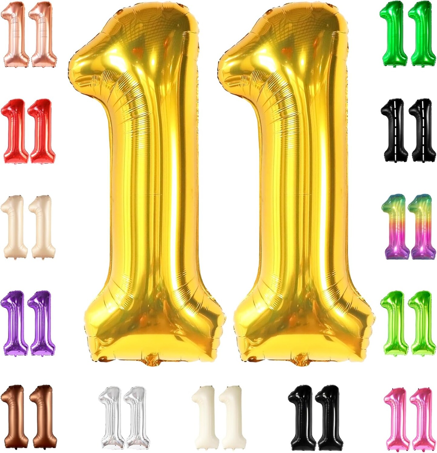Giant 40" Gold Number 11 Balloon – Mylar Foil Balloon for 11th Birthday, Anniversary & Party Decorations (11, Gold) 7.8 x 4.8 x 0.3 inches