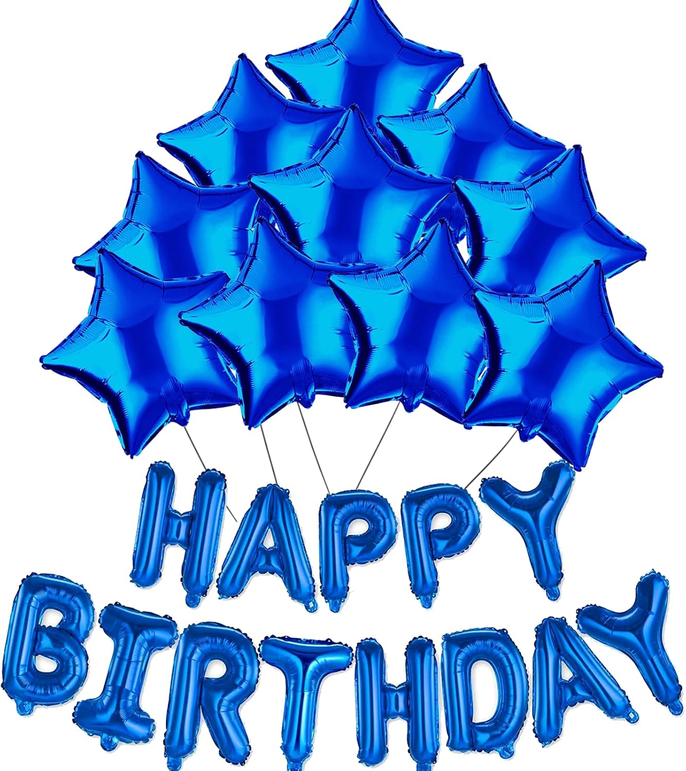 Happy Birthday Balloon Banner | 16 Inch 3D Letter Aluminum Foil Inflatable Letters | Party Decor & Event Supplies (1-blue) 8.6 x 7 x 0.2 inches