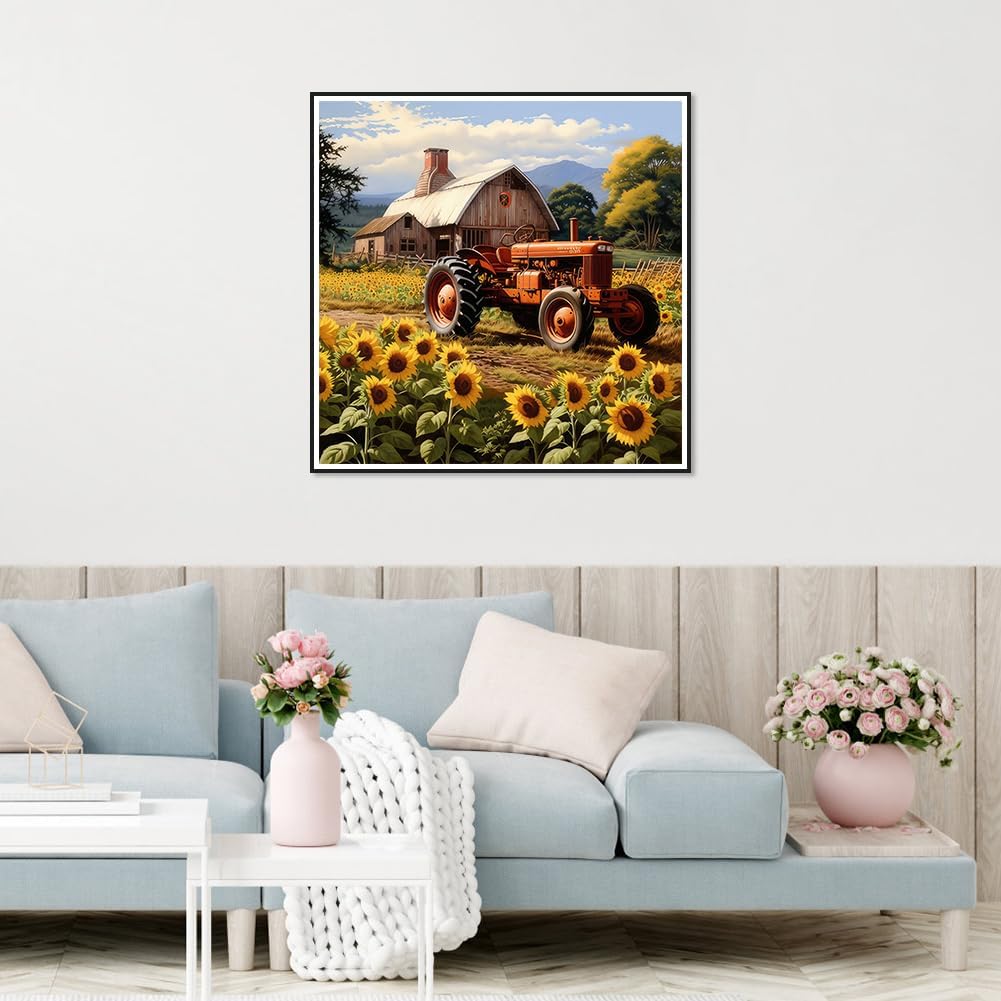 Farm Life Diamond Painting Kits for Adults &#x2013; 5D DIY Full Drill Round Gem Art, Rural Scenery Craft for Beginners, Home Wall Decor and Gifts (12x12 Inch)