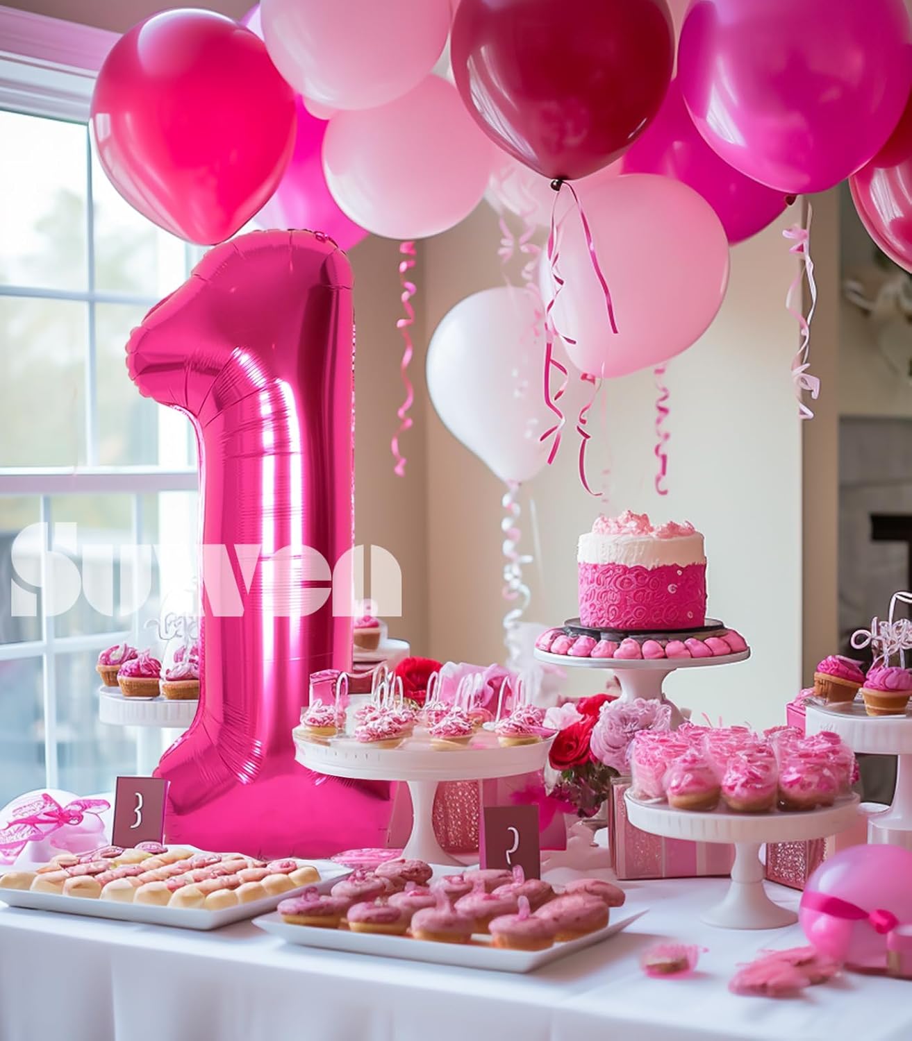 40 Inch Hot Pink Number 1 Balloon | Jumbo Foil Helium Balloon for 1st Birthday, Baby Girl Party & Anniversary Decorations (Hot Pink)