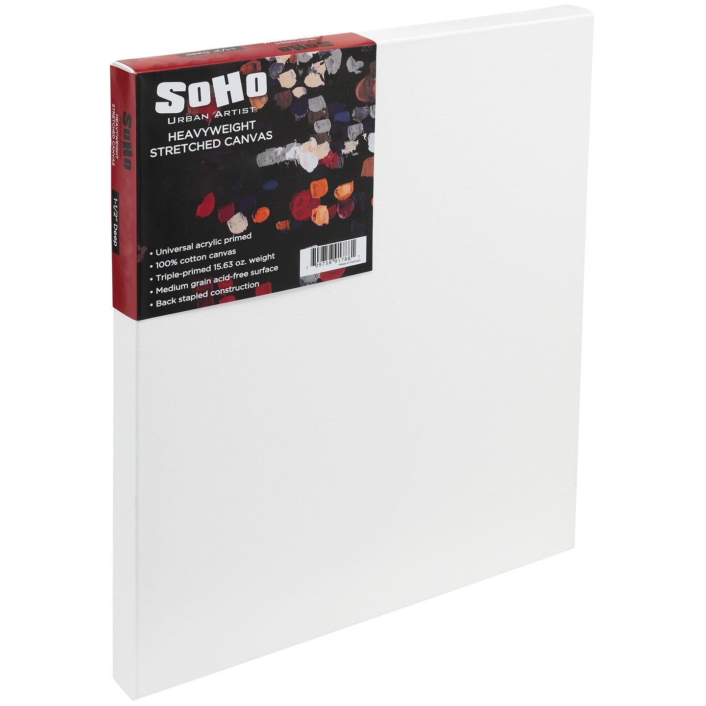 SoHo Urban Artist Heavyweight 18x24&#x22; Stretched Cotton Canvas 1.5&#x22; Deep - Triple Primed - Ideal for Acrylic and Oil Paint, 100% Cotton Canvas with Pine Stretcher Frame, Premium Art Canvas