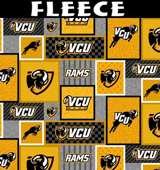 Licensed NCAA Virginia Common Wealth University Block Fleece Fabric by the Yard
