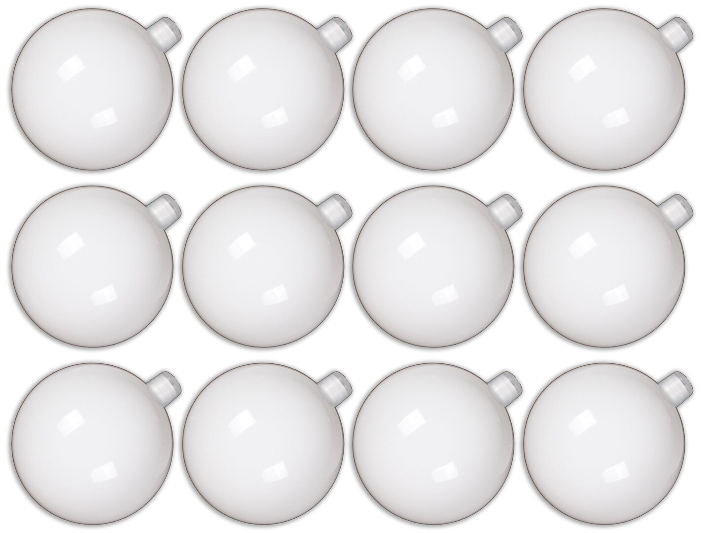 12 Pack 80mm 3&#x22; Shiny White Ball Ornament with Wire, UV Coated