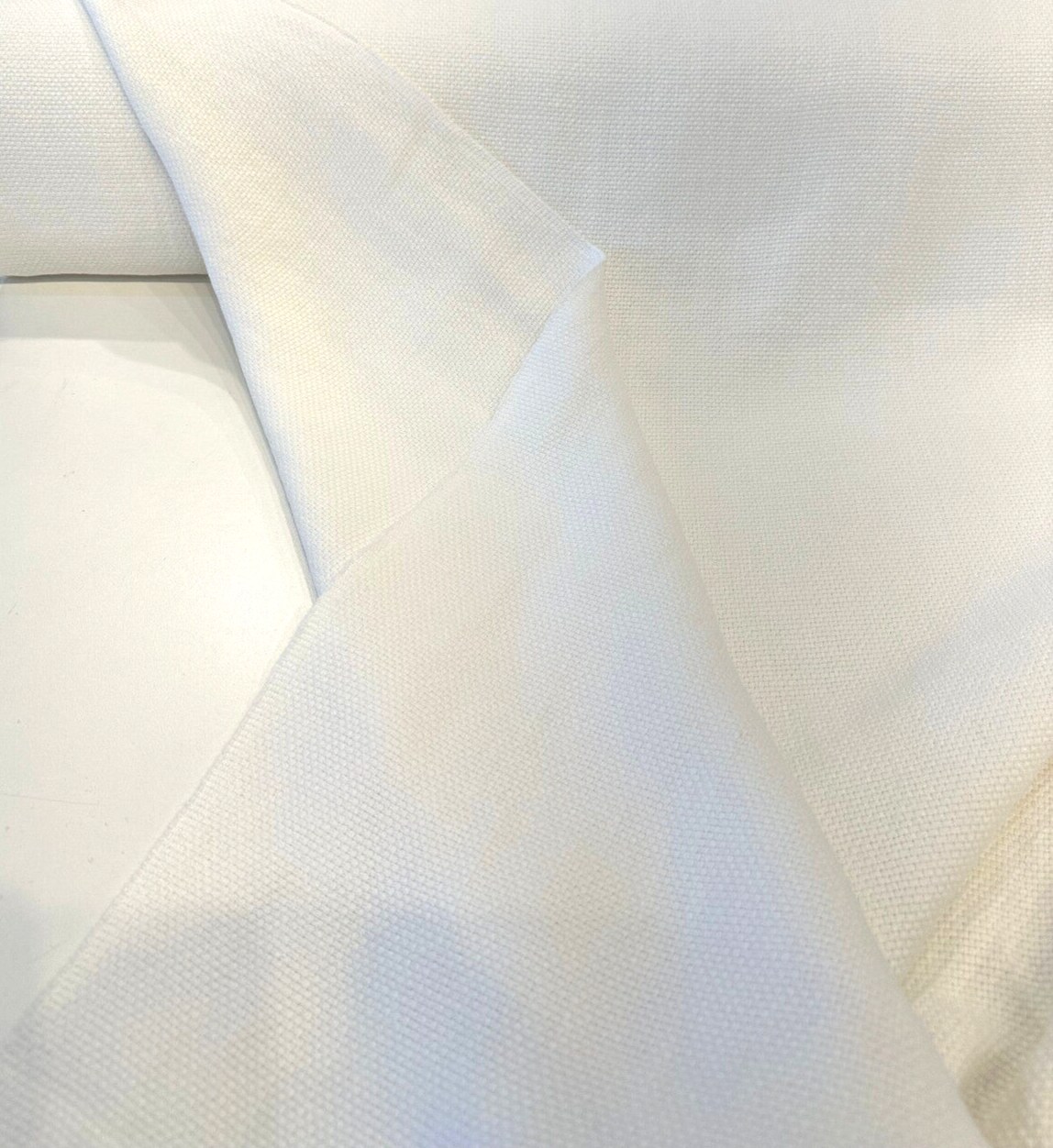 1 Yard White Washed Heavy Irish Linen Upholstery Fabric Durable 53 Inches Wide