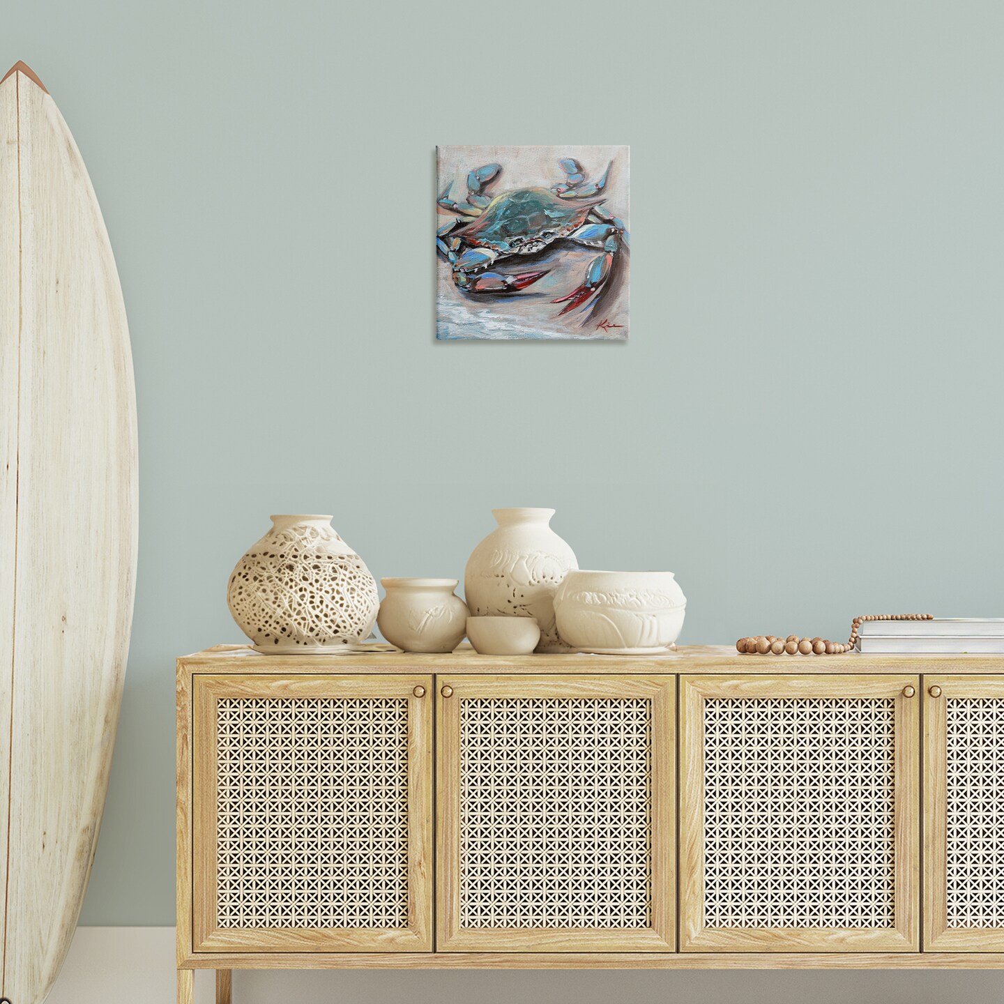 Stupell Industries Blue Crab with Red Claws Canvas Wall Art Design by Lindsay Kivi Fine Art