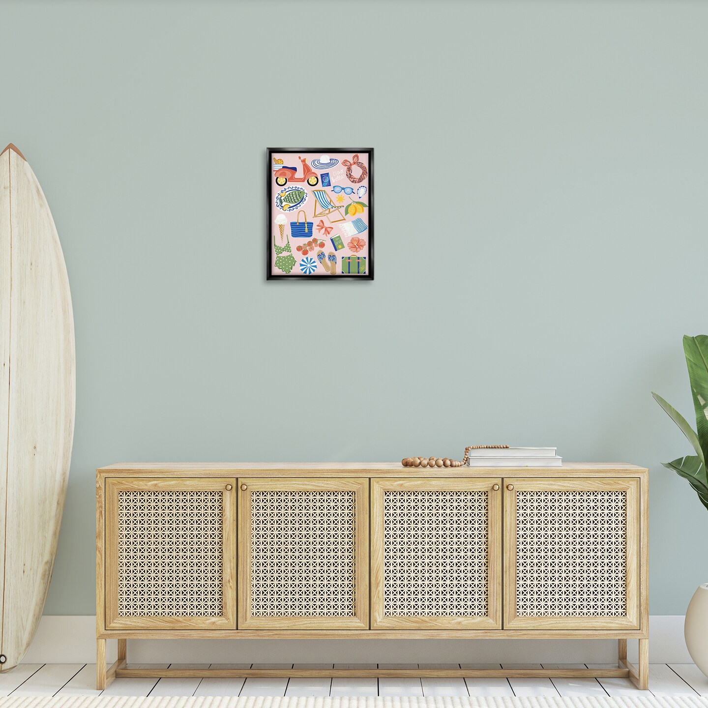Stupell Industries Mediterranean Coast Necessities Floater Framed Canvas Wall Art Design by Arrolynn Weiderhold