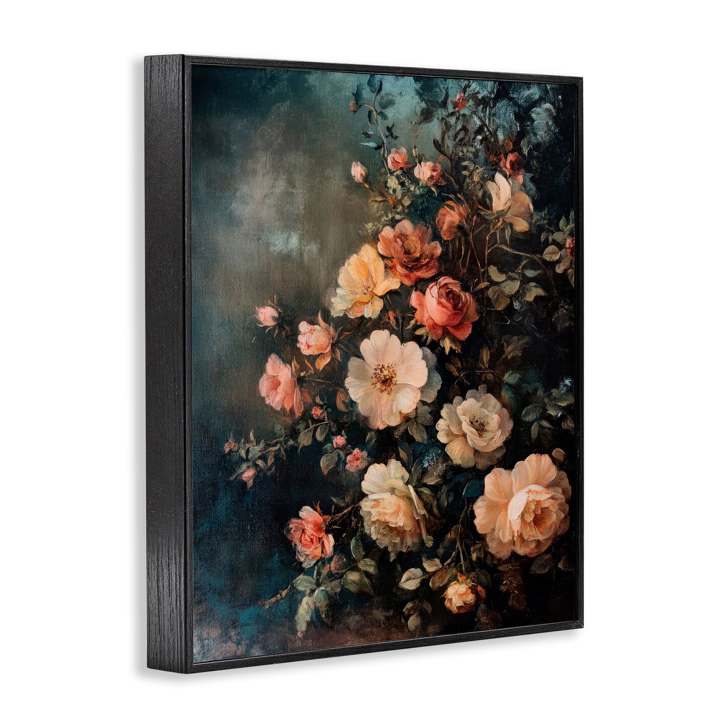 Stupell Industries Dark Rose Florals Framed Giclee Wall Art Design by Petal Prints Design