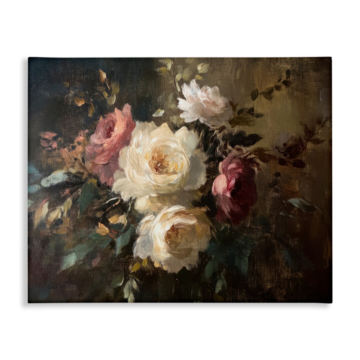 Stupell Industries Dark Still Life Roses Canvas Wall Art Design by Petal Prints Design