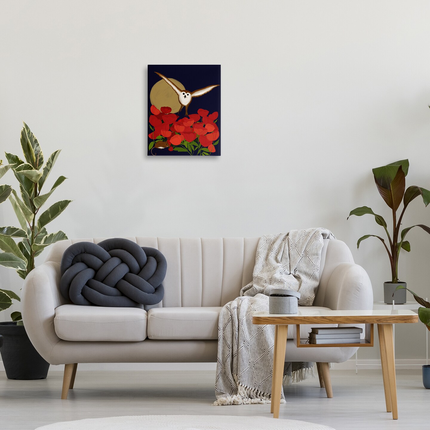 Stupell Industries Owl over Poppy Field Canvas Wall Art Design by Michelle Ingari Designs