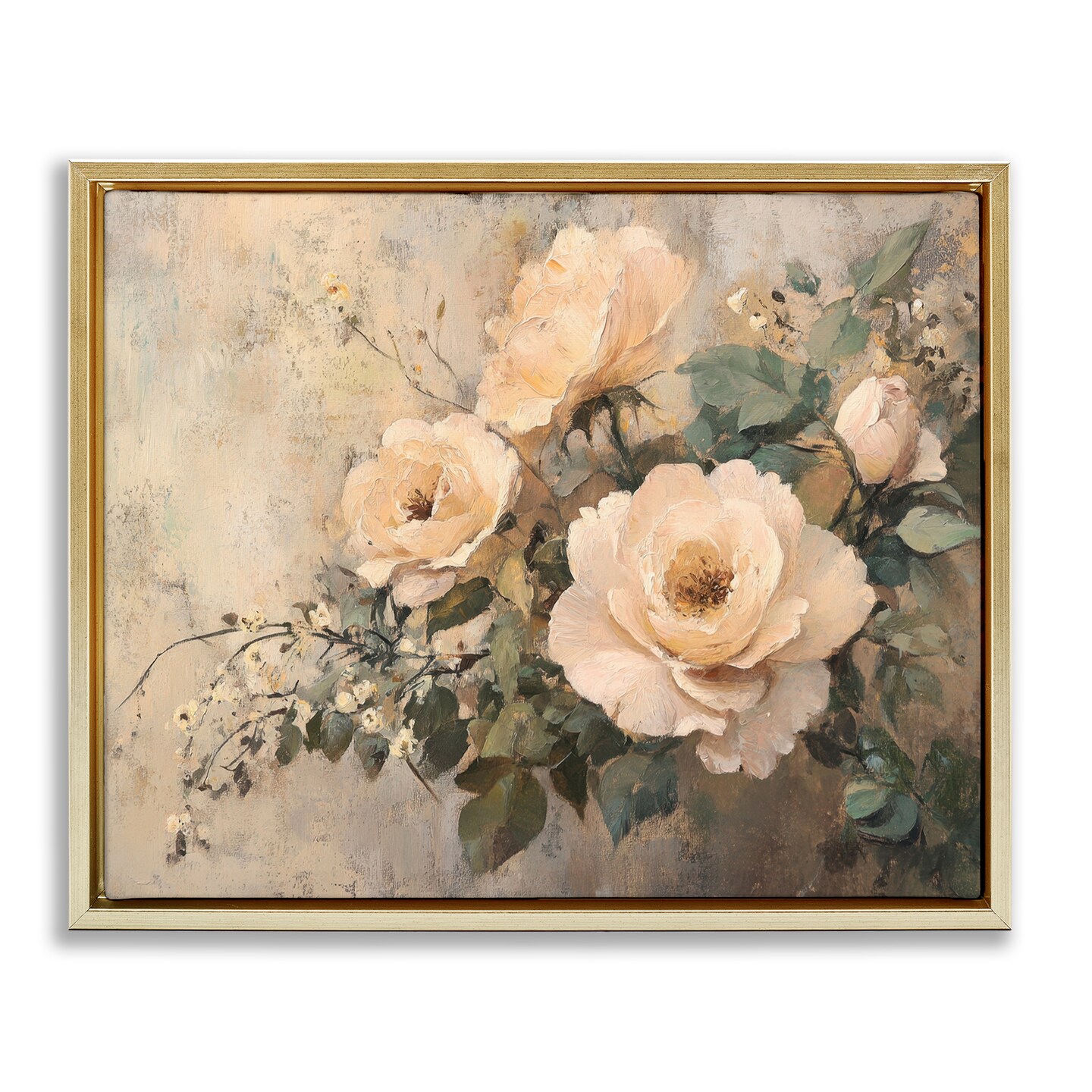 Stupell Industries Blush Roses Blooming Floater Framed Canvas Wall Art Design by Petal Prints Design