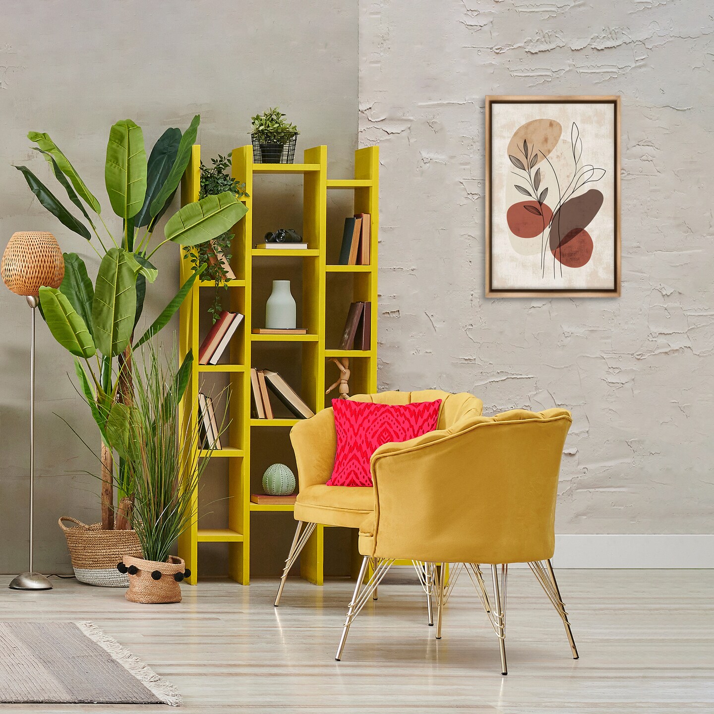 Stupell Industries Sprig Outlines Neutrals Floater Framed Canvas Wall Art Design by LSR Design Studio