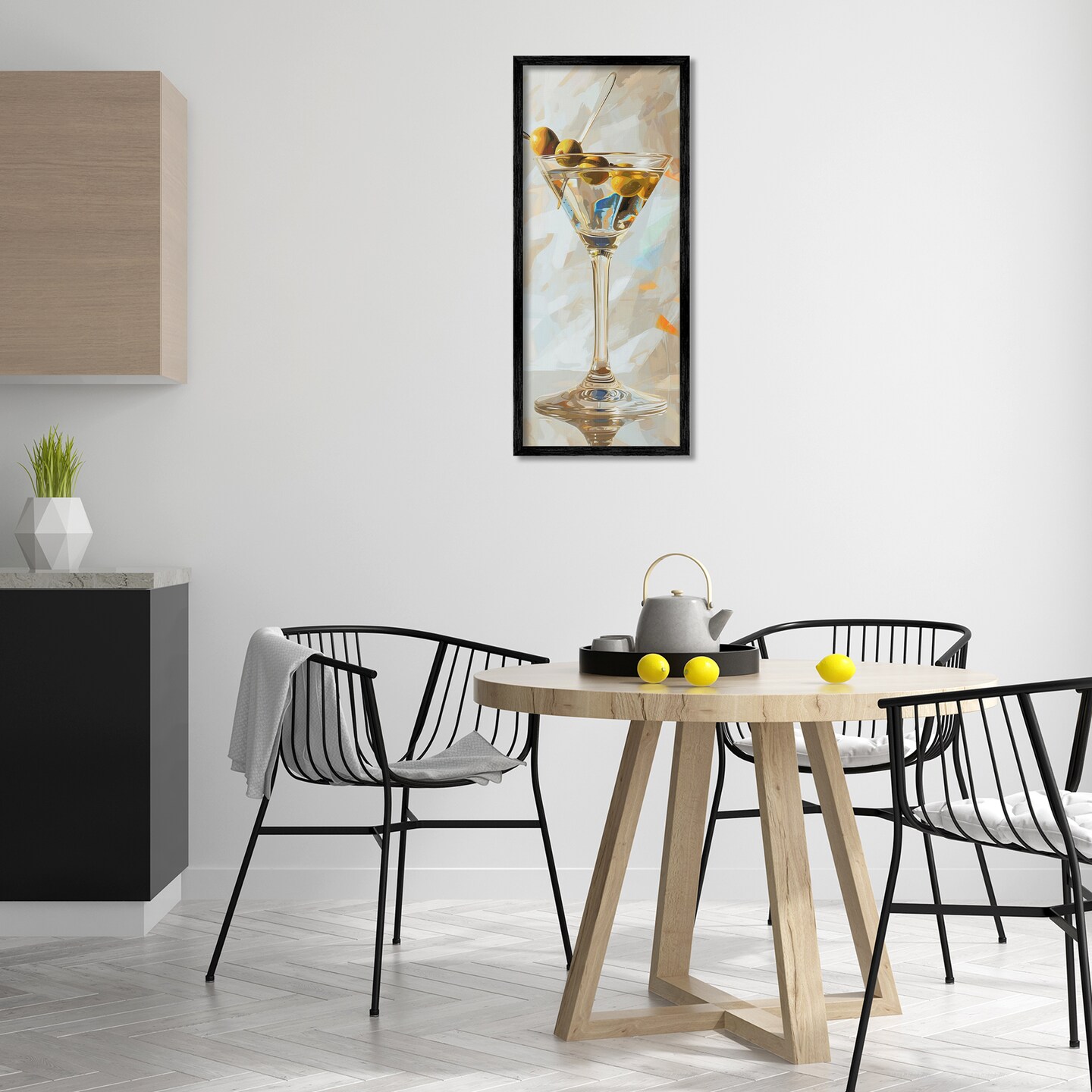 Stupell Industries Neutral Tone Martini Framed Giclee Wall Art Design by LSR Design Studio