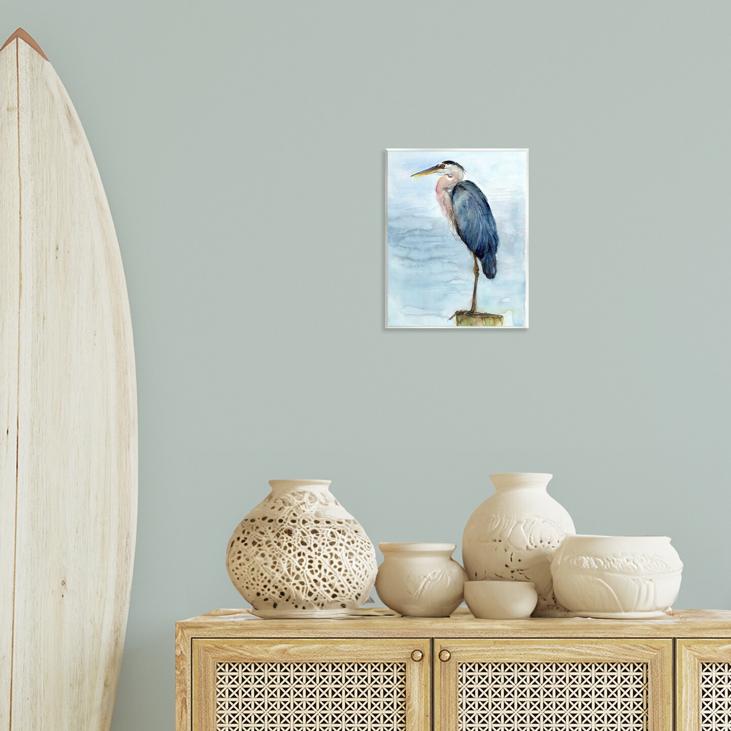 Stupell Industries Blue Heron's Perch Wall Plaque Art Design by John Keeling
