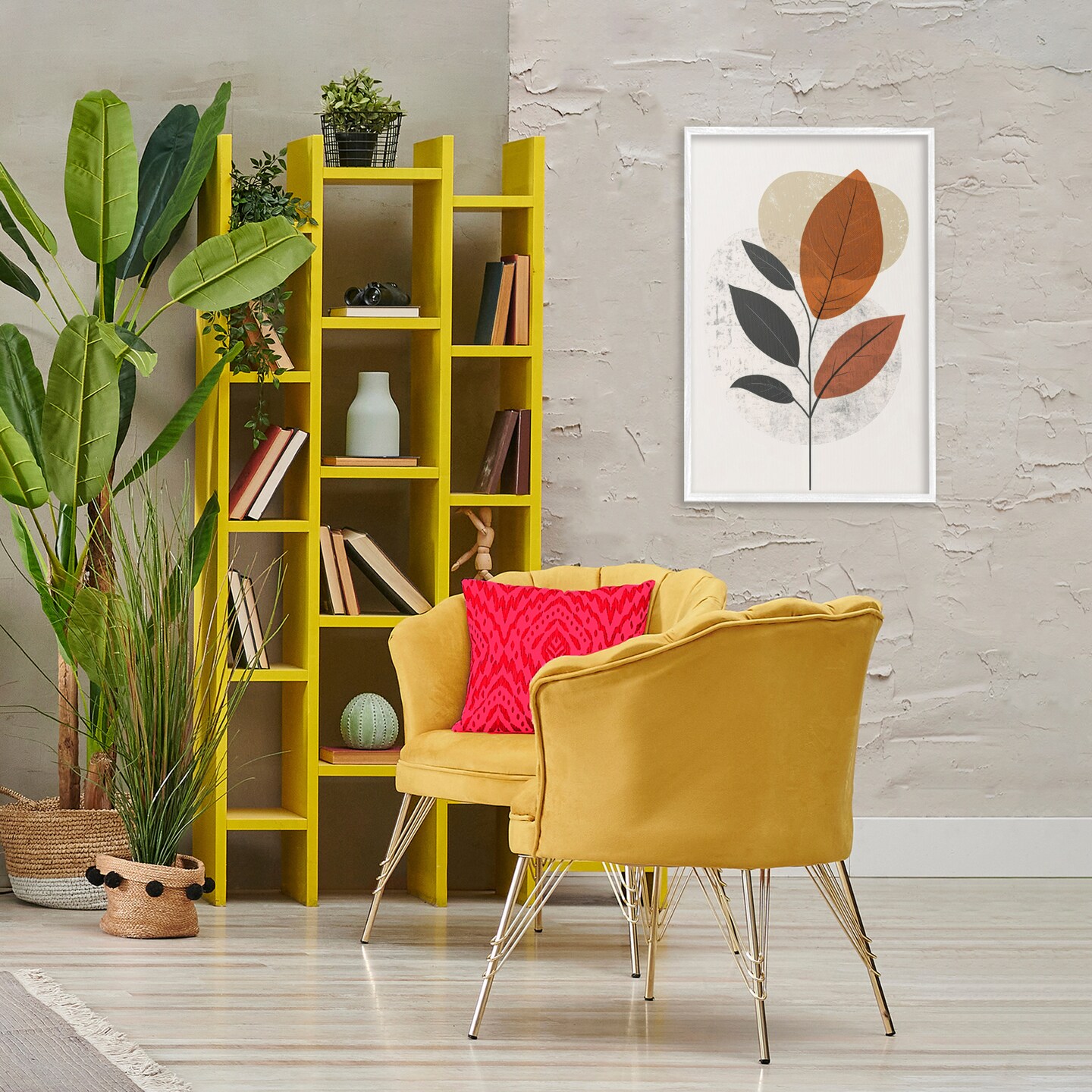 Stupell Industries Autumnal Neutral Leaves Framed Giclee Wall Art Design by LSR Design Studio