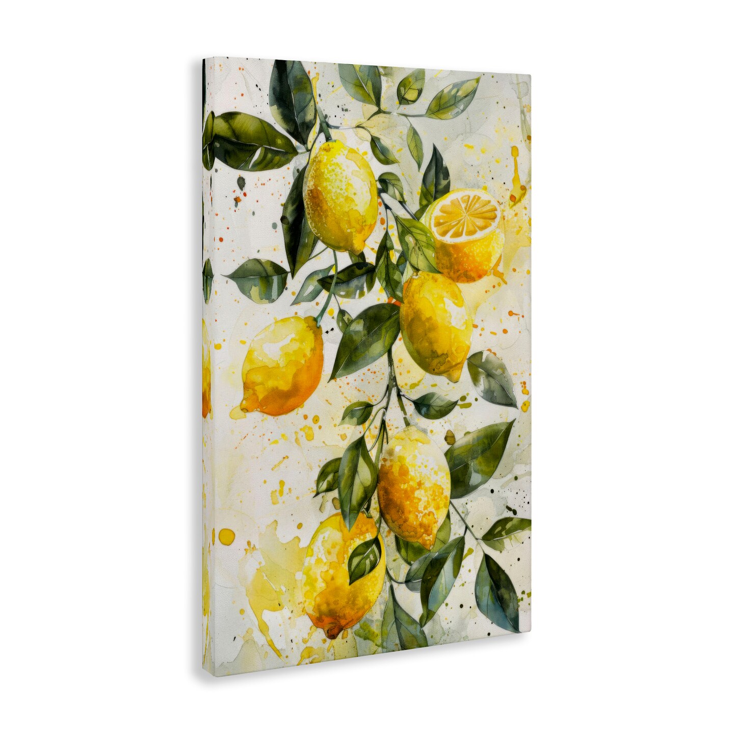 Stupell Industries Lemon Watercolor Splashes Canvas Wall Art Design by LSR Design Studio