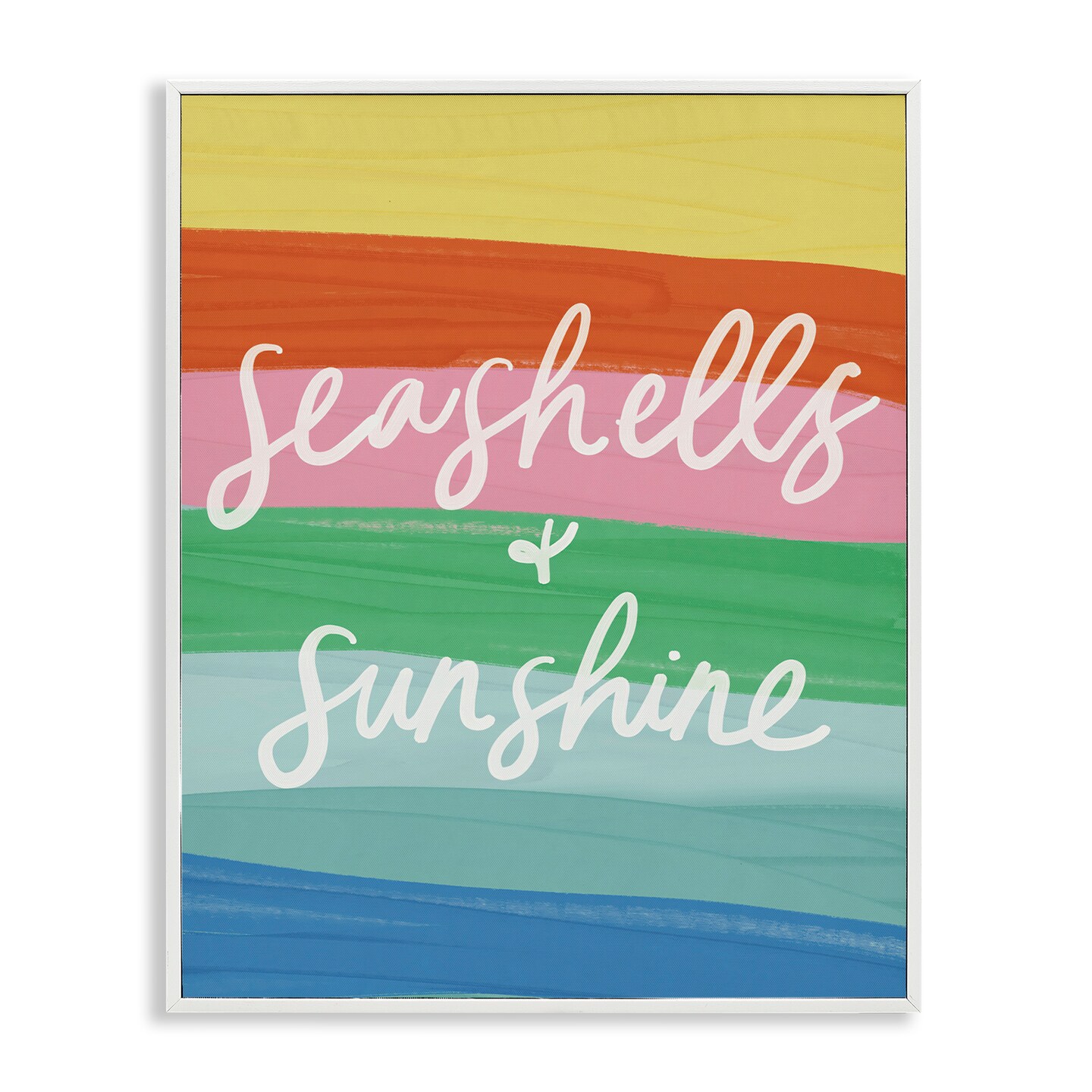 Stupell Industries Seashells & Sunshine on Rainbow Framed Giclee Wall Art Design by Amanda Houston