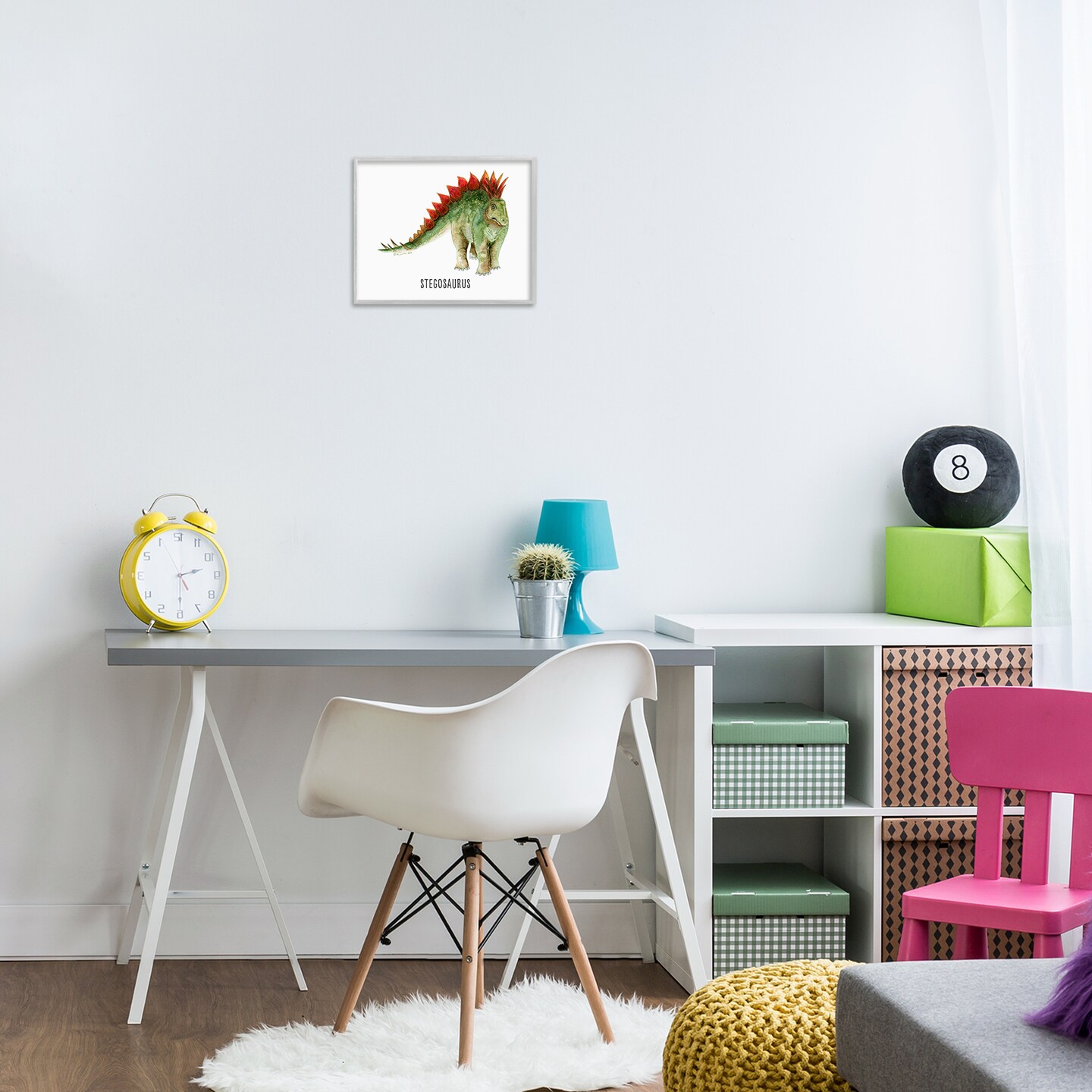 Stupell Industries Stegosaurus Dinosaur Learning Framed Giclee Wall Art Design by Brett Blumenthal