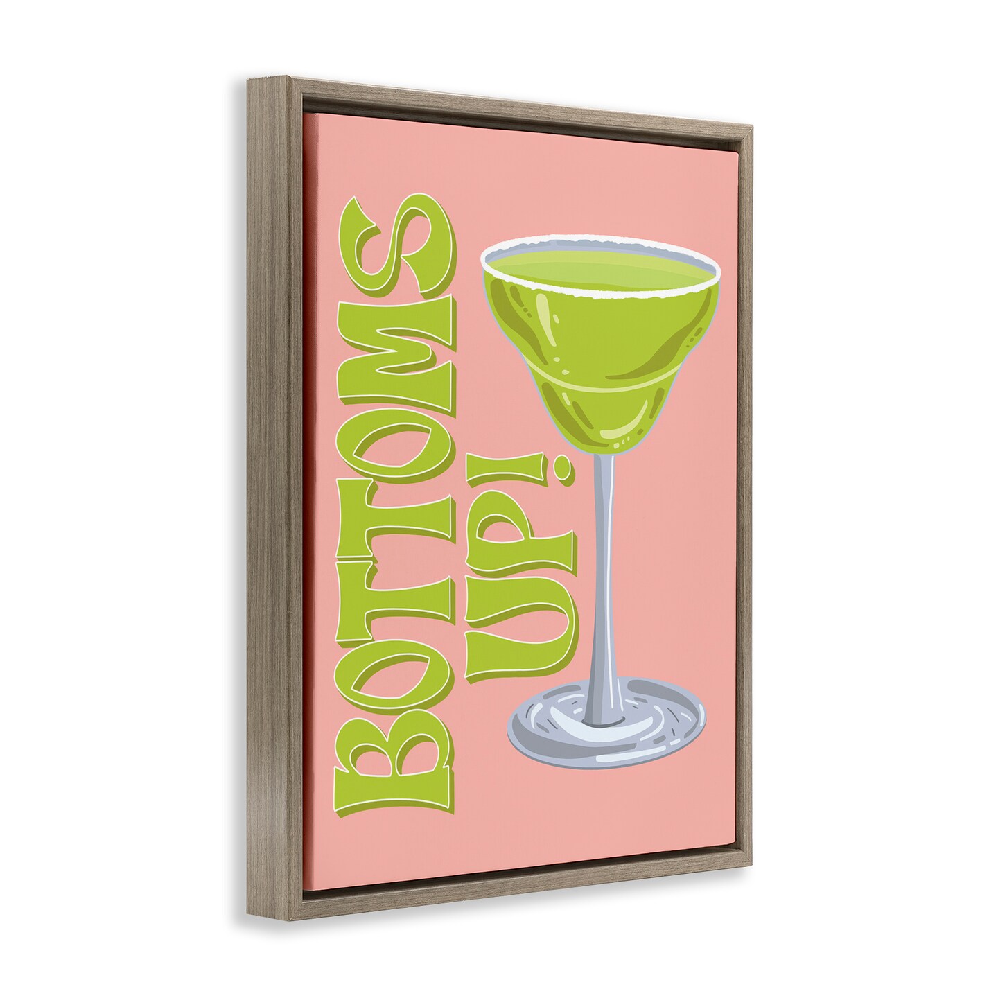 Stupell Industries Bottoms Up Cocktail Floater Framed Canvas Wall Art Design by Hey Bre! Creative Studio