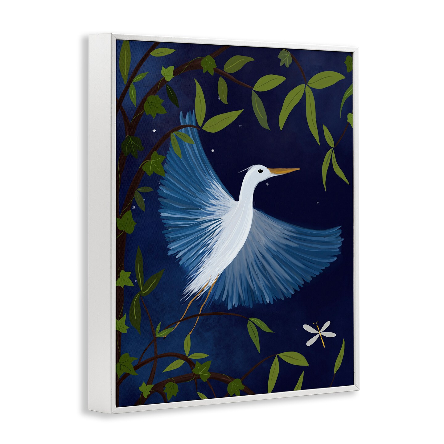 Stupell Industries Heron in Night Forest Framed Giclee Wall Art Design by Michelle Ingari Designs
