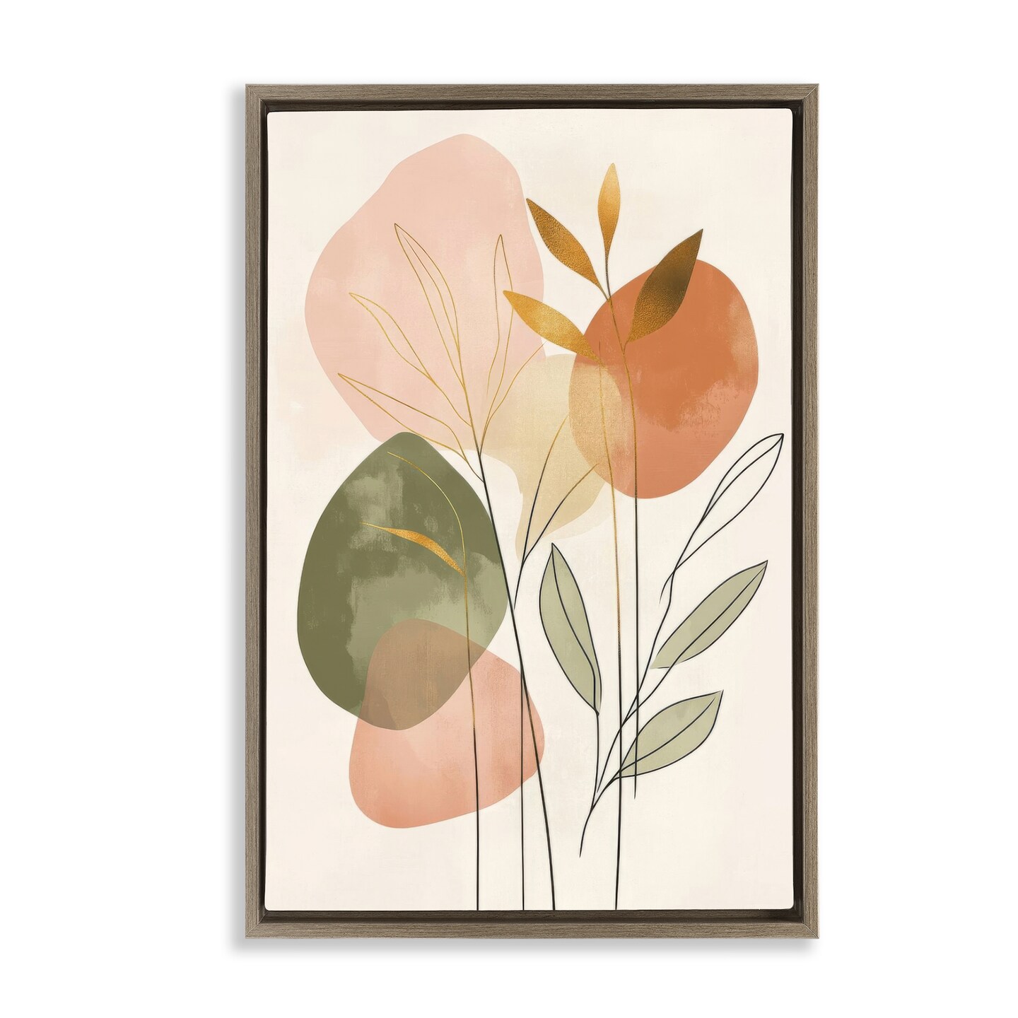 Stupell Industries Soft Organic Shape Botanicals Floater Framed Canvas Wall Art Design by LSR Design Studio