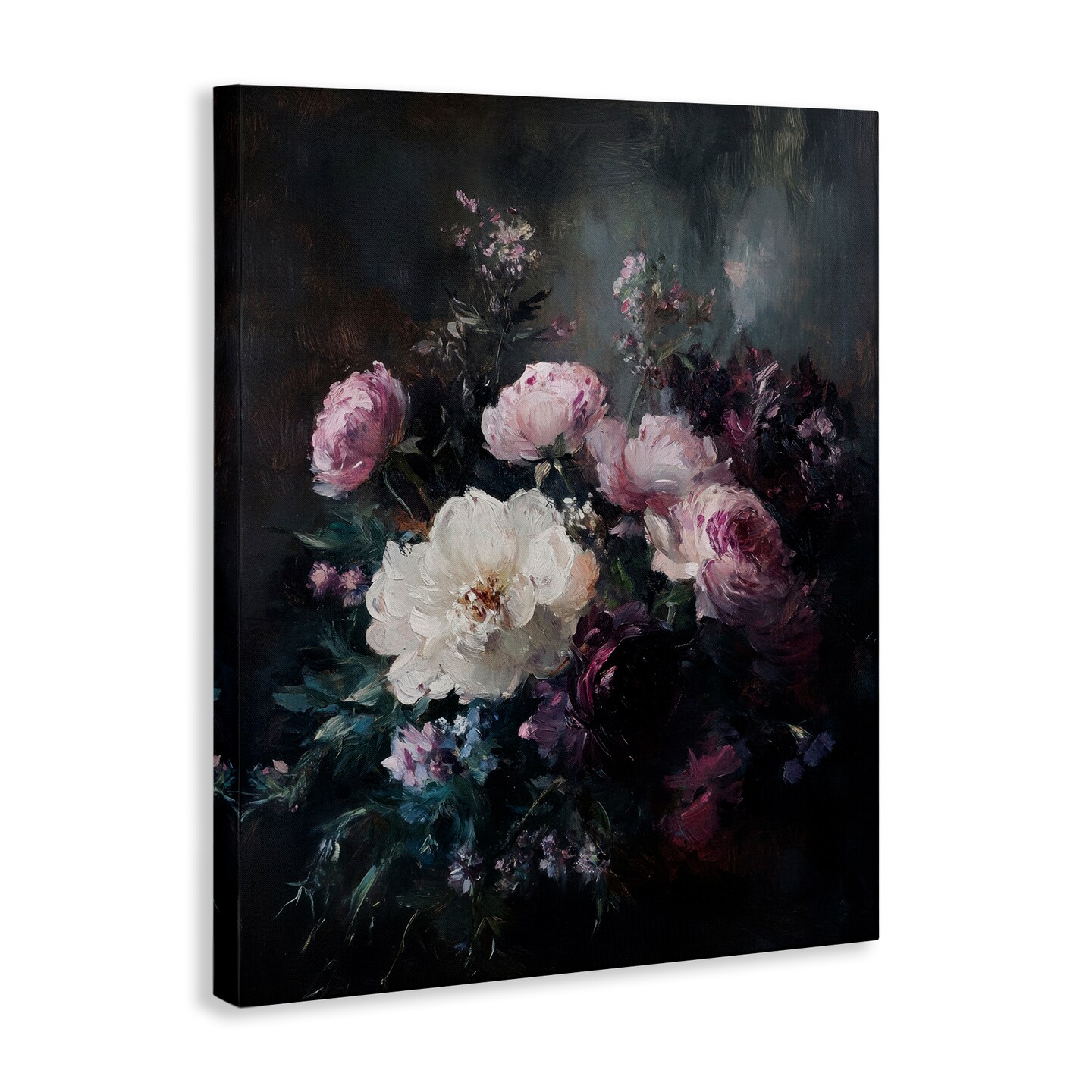 Stupell Industries Vintage Dark Blossoms Canvas Wall Art Design by Petal Prints Design