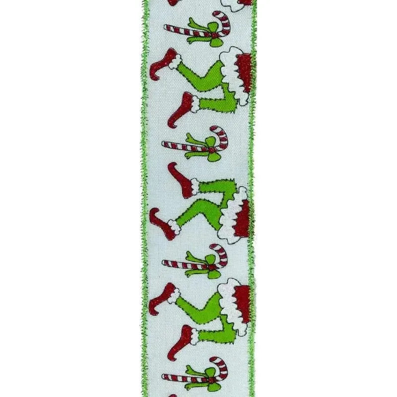 2.5&#x22; Green Monster Legs Ribbon: Lime Green (10 Yards)