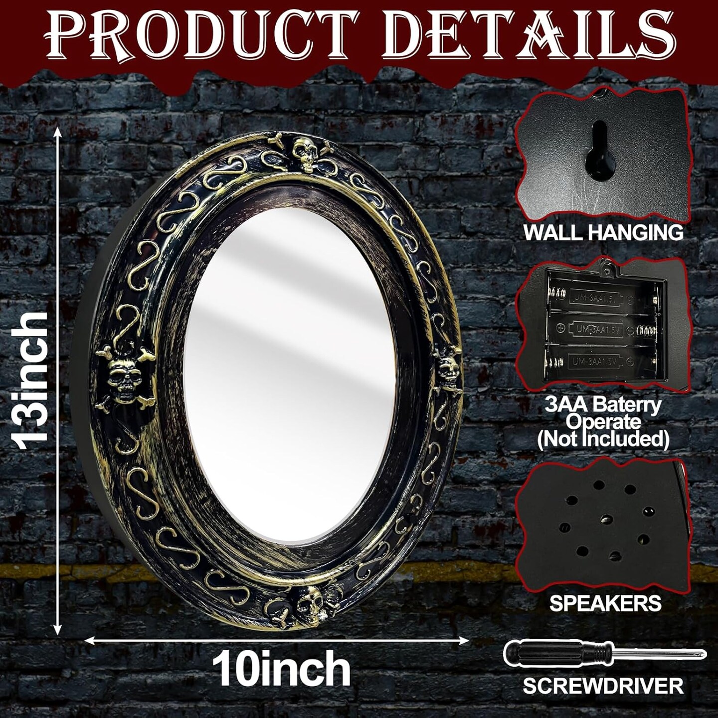 Halloween Animatronic Talking Haunted Mirror with Creepy Sound and Light