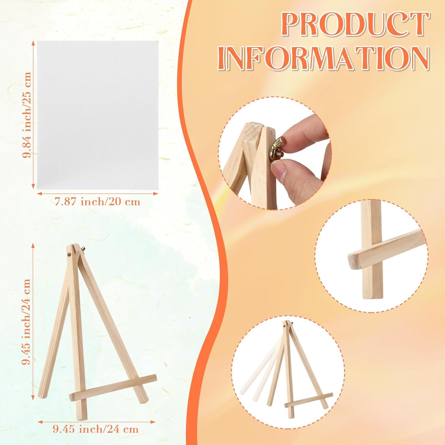 36 Pcs Mini Canvas and Easel Set for Painting, 8 x 10 Inch Canvas Panels with 9 Inch Wooden Easels for Oil Acrylic Painting Christmas Birthday Valentine's Mother's Day Art Crafts Party Favors
