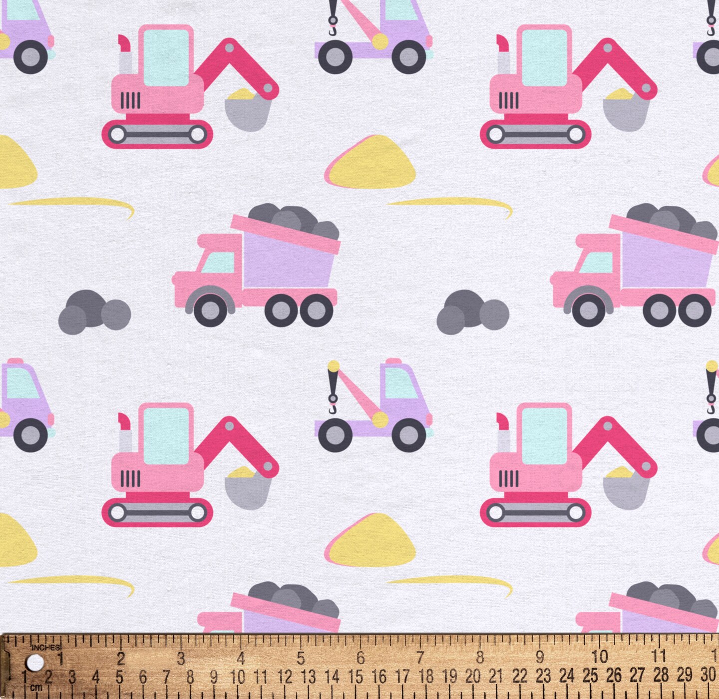 DAVID TEXTILES BABY CONSTRUCTION PINK FLANNEL 6 YD BOLT