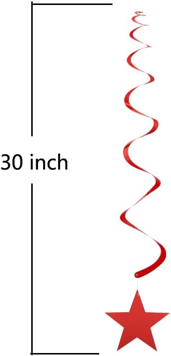 Red Blue Silver Star Hanging Swirl Decorations Stars Streamers Foil