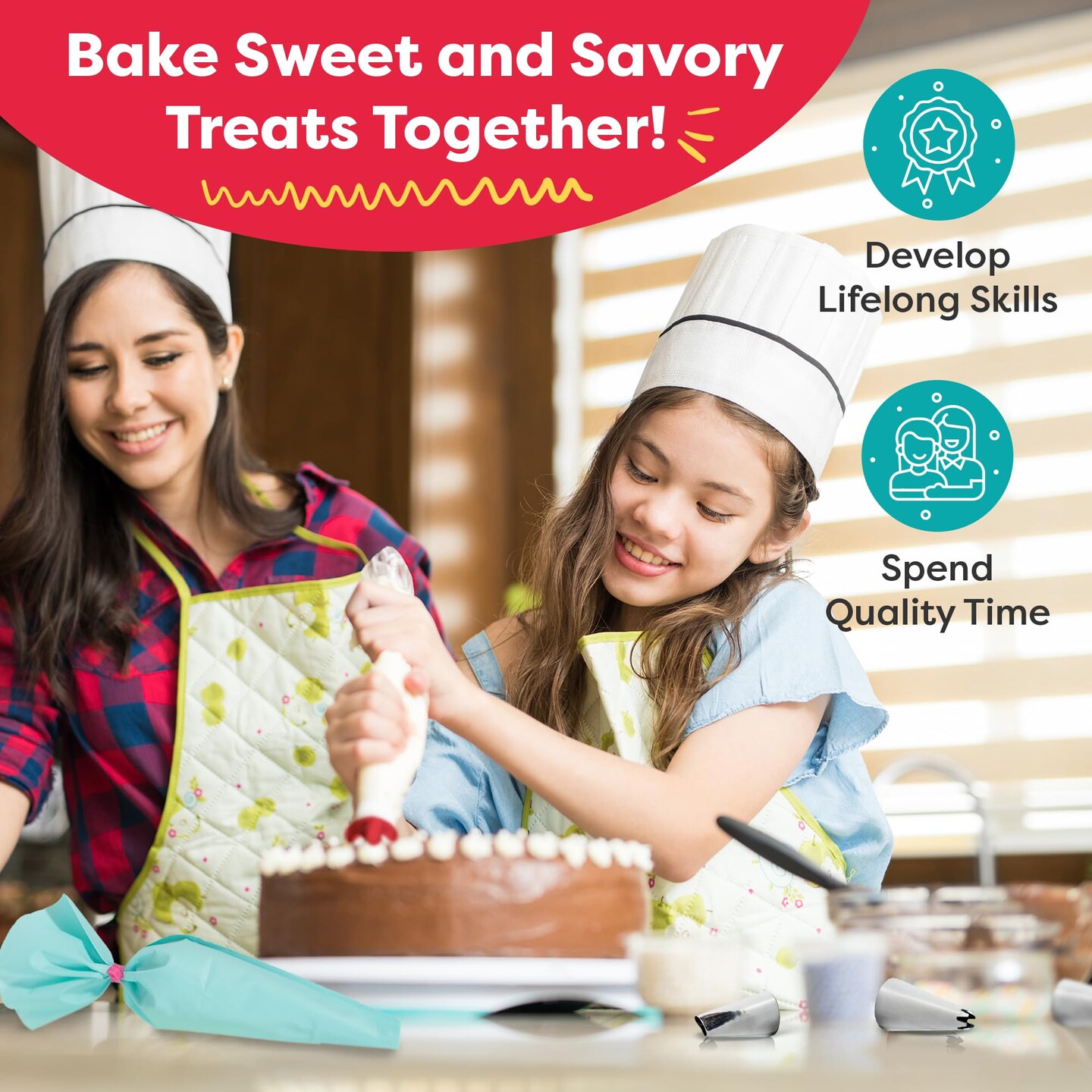 Baketivity 43-Piece Piping Set, Cake and Pastry Piping Bags and Tips Set with Reusable Piping Bags, Pro and Beginner Cake Decorating Kit, Frosting Piping Bags and Tips - Single-Color Coupler