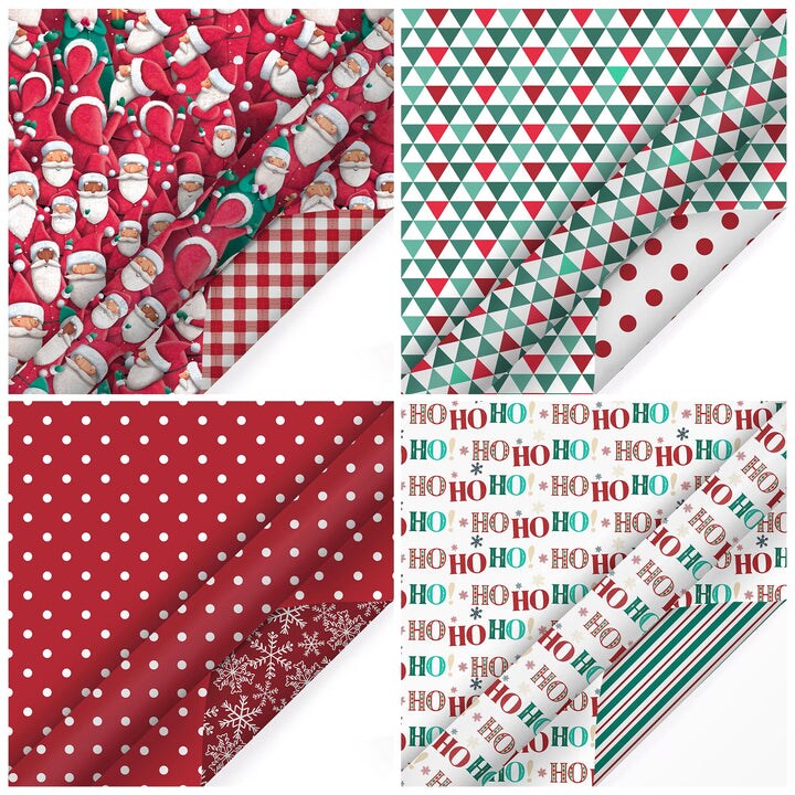 LaRibbons 30&#x22; x 10&#x27; Holiday Reversible Wrapping Paper Bundle (4-pack) | Joyful Bunch