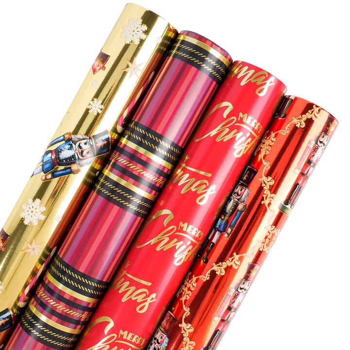 LaRibbons 30&#x22; x 10&#x27; Wrapping Paper Bundle (4-pack) | Ruby Nutcracker