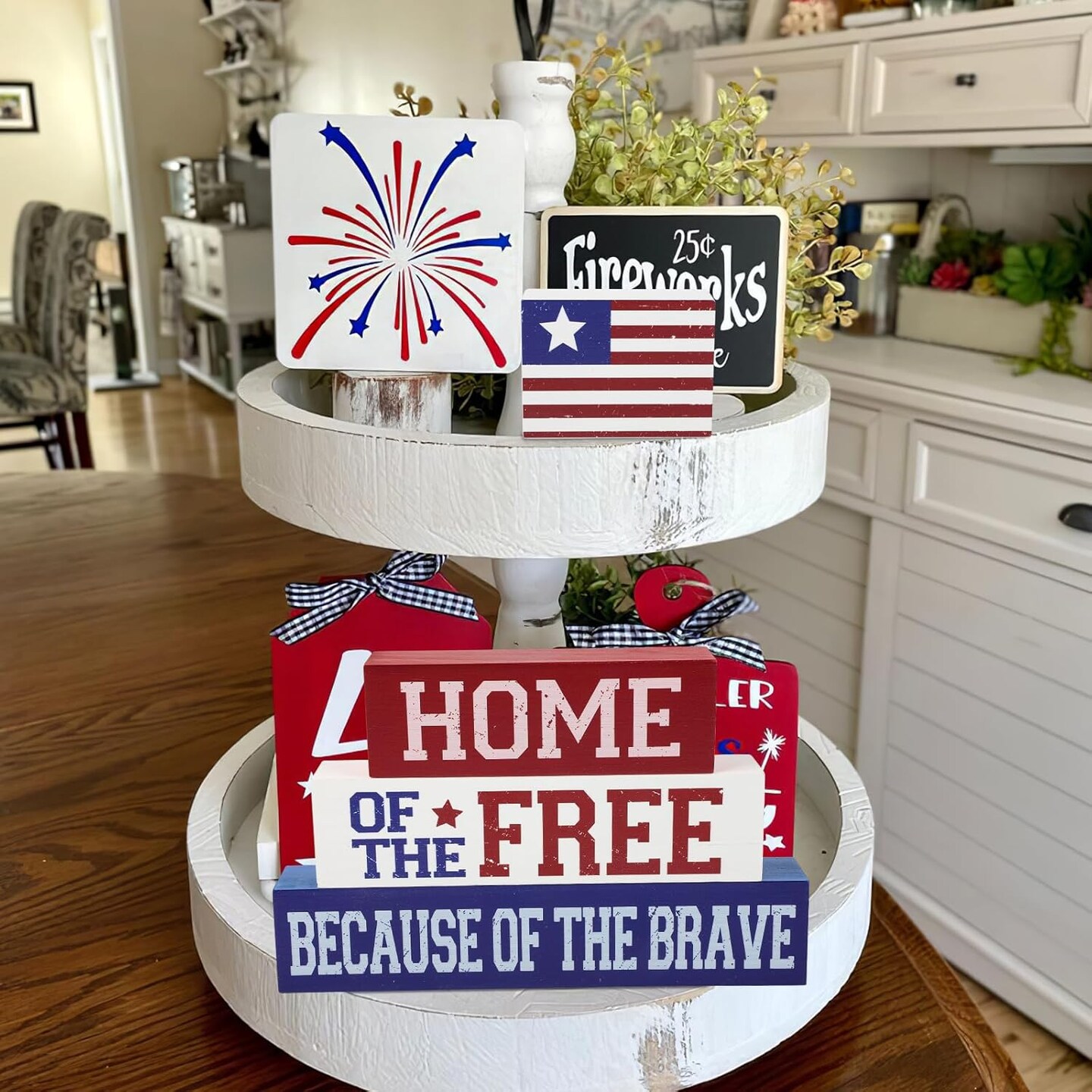 4th of July Decorations Table Sign Wood Patriotic Decorations