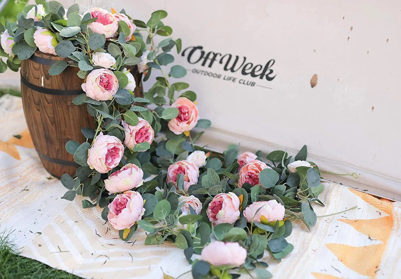 Artificial Eucalyptus Peony Flower Garland Pink Peony Flower Garland Wedding Arch Decor Party Table Decoration