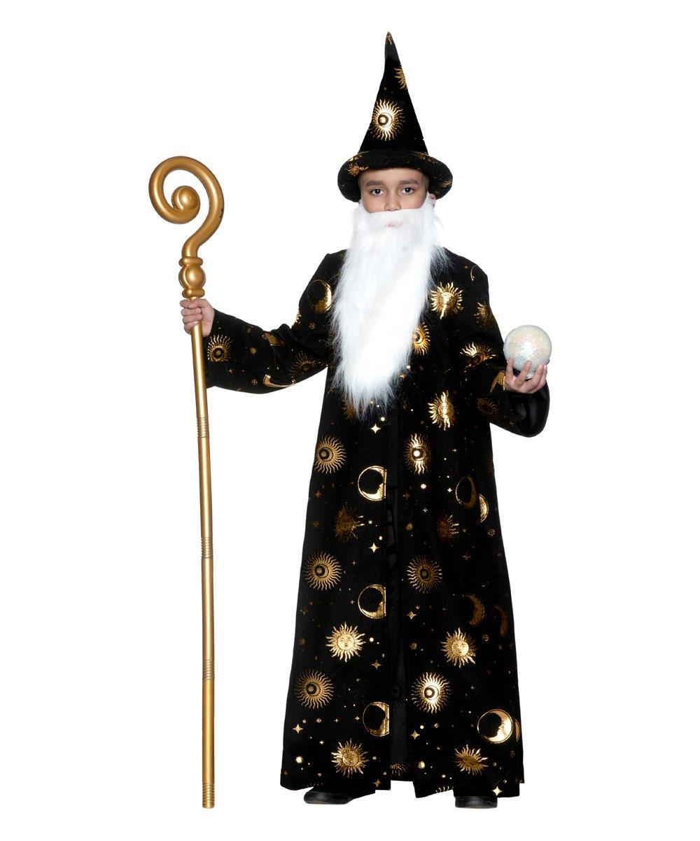 Wizard Robe Boys Child Black Celestial Sorcerer Halloween Costume Large (10-12)
