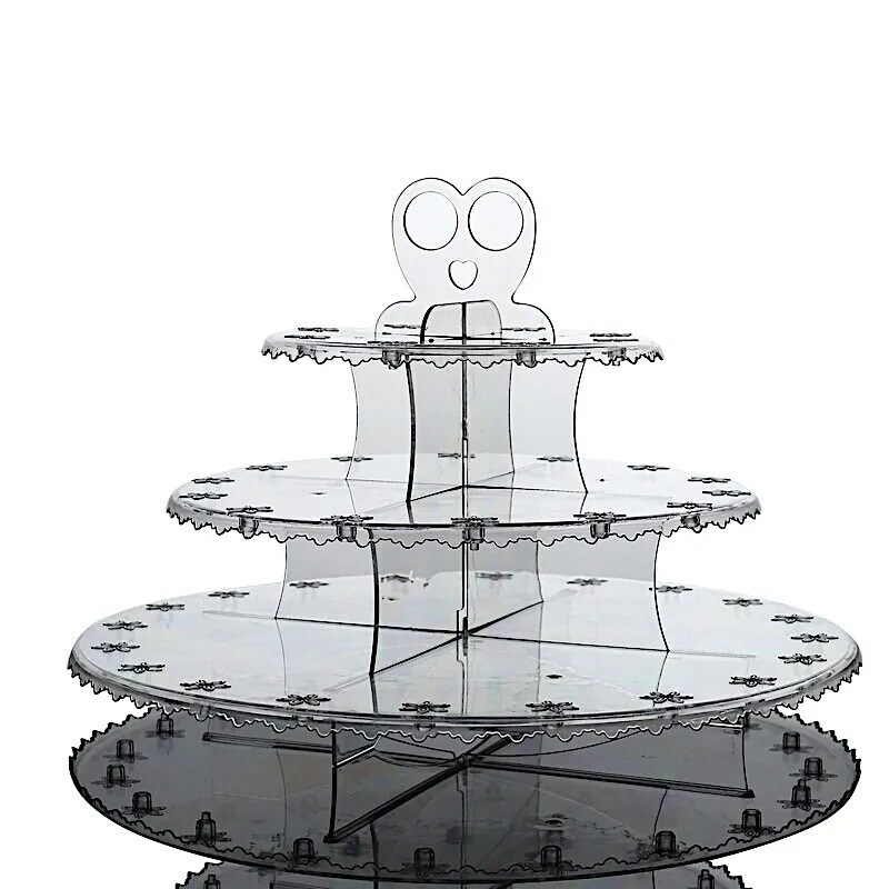 Clear 12" Plastic 3 Tier Cake Pop Holder Round Cupcake Stand Tower Party Events