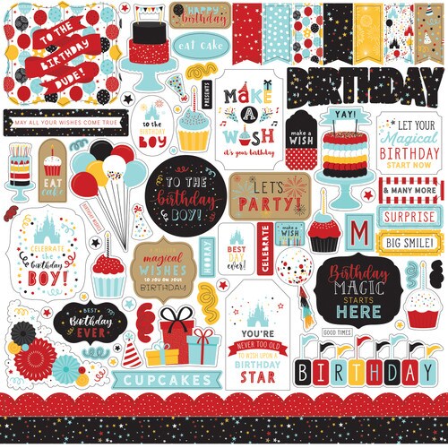 Echo Park Magical Birthday 12 x 12 Element Sticker Sheet