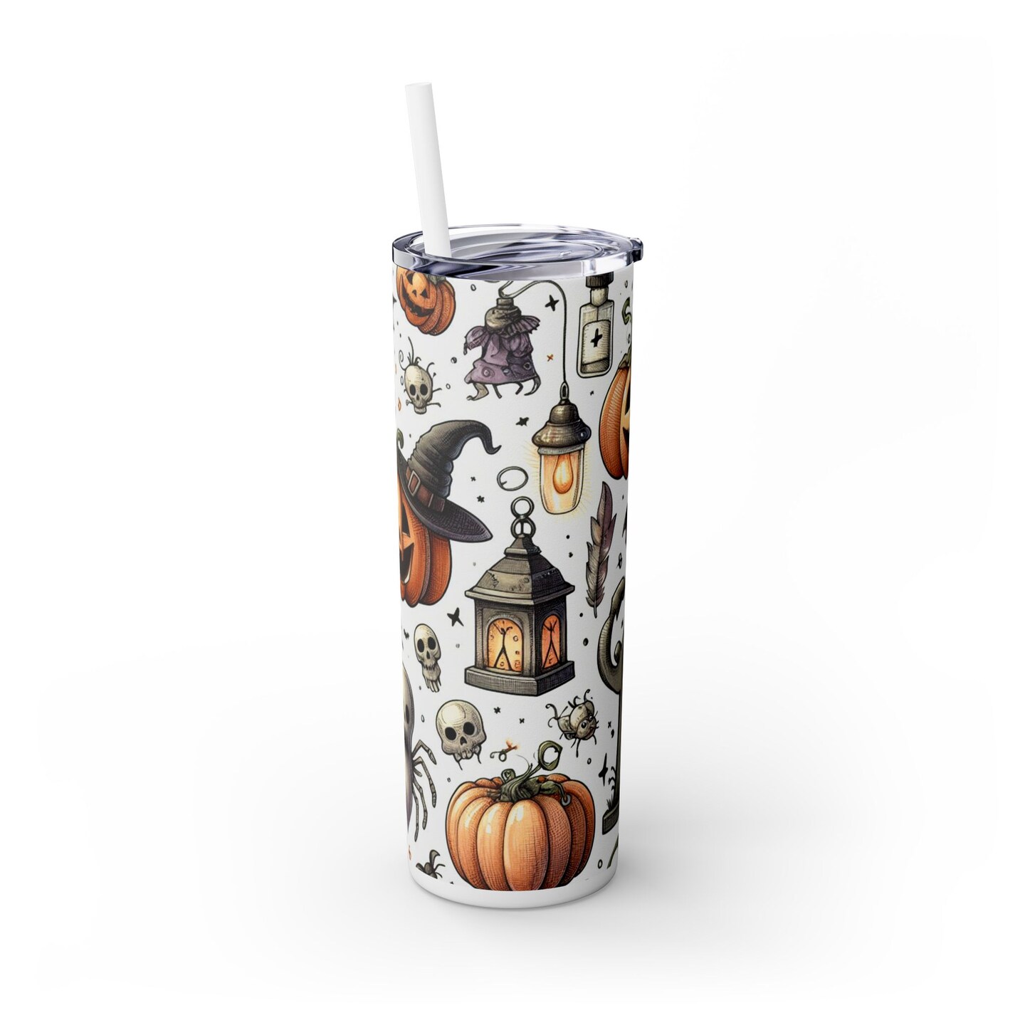 Spooky Halloween Skinny Tumbler with Straw, 20oz | MakerPlace by