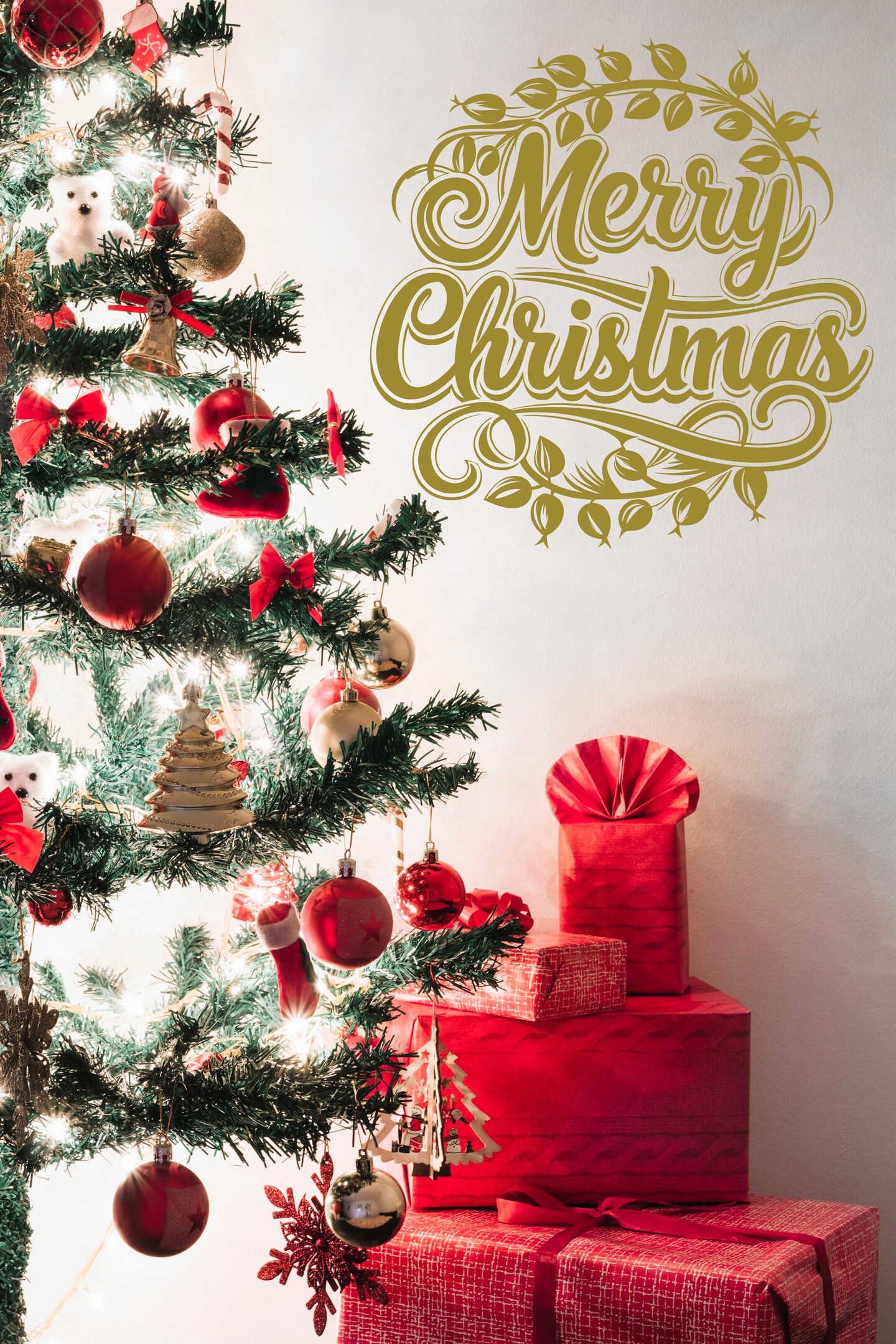 Merry Christmas Wall Decal - Festive Holiday Decoration for Home
