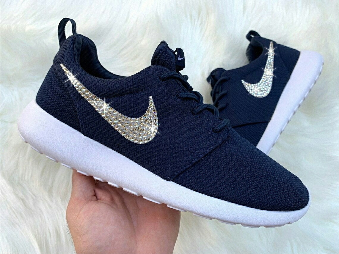 Navy Women's Shoe Nike Roshe One Swarovski Women's Nike Roshe