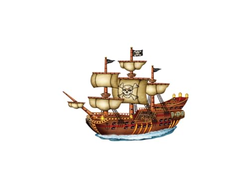 Pirate Ship Edible Cake Topper- 6&#x22; Round
