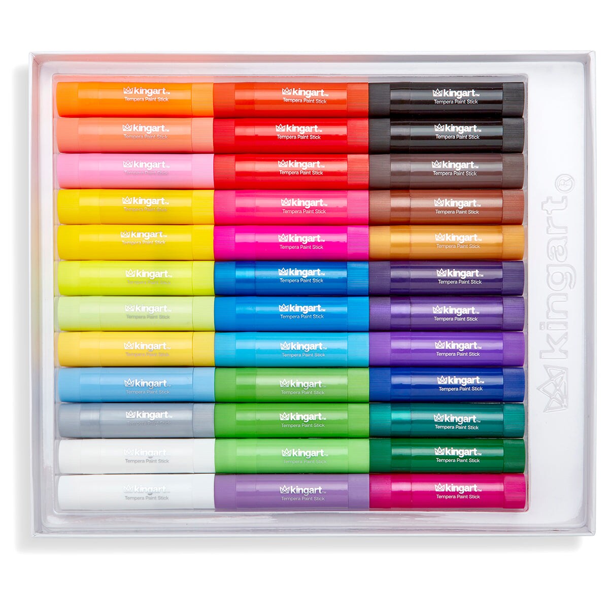 KINGART&#xAE; Tempera Paint Sticks, 36 Vibrant Colors Solid Tempera Paint for Kids, Super Quick Drying, Works Great on Paper Wood Glass Ceramic Canvas