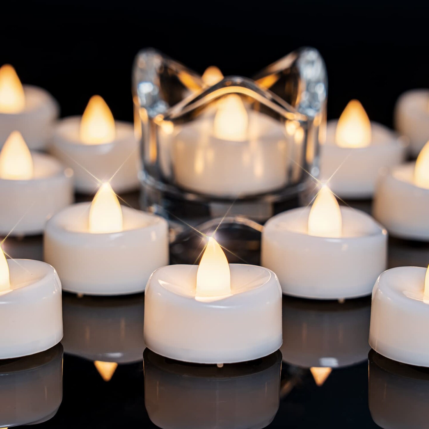 merrynights Flameless Candles, 12-Pack Tea Lights Candles Battery Operated Bulk, Flameless Tealight Candles, Realistic Tea Lights for Halloween Christmas Wedding Table Decor, 1.5&#x27;&#x27; D X 1.25&#x27;&#x27; H