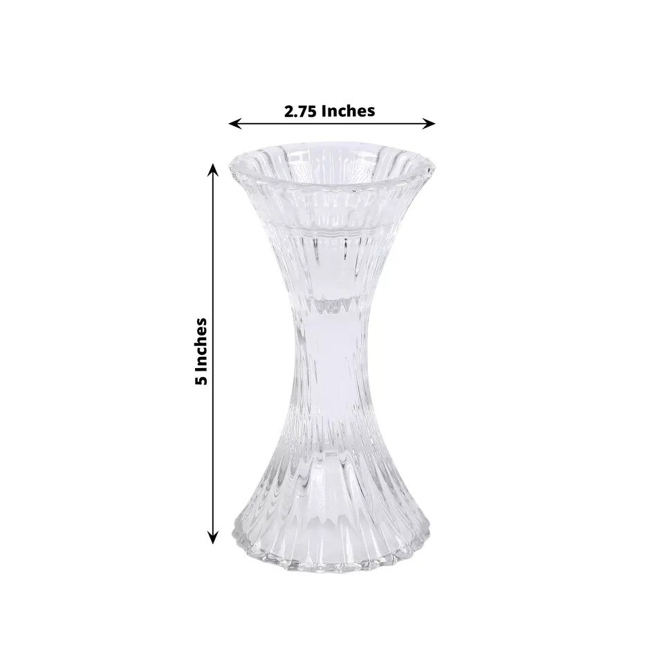 Clear 2 Reversible 5&#x22; Hour Glass Pillar Taper Candle Holders Centerpieces Party