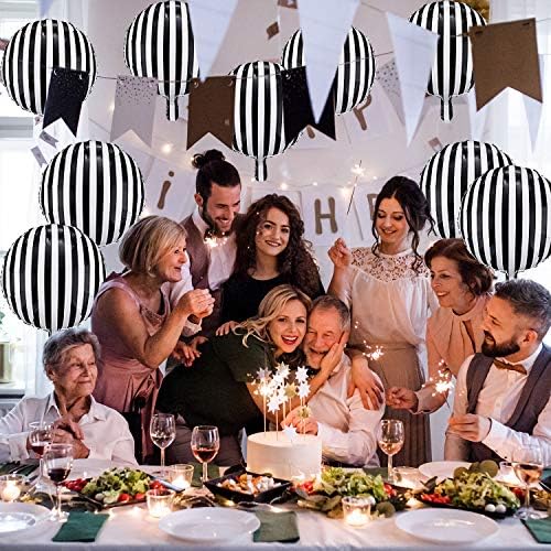 Black and White Striped Balloons Decoration Foil Balloons Aluminum Helium Balloons for Birthday Party