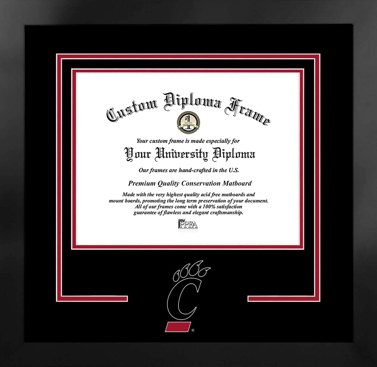 University of Cincinnati 11w x 8.5h Spirit Diploma Manhattan Black Frame with Bonus Campus Images Lithograph (value savings $59)