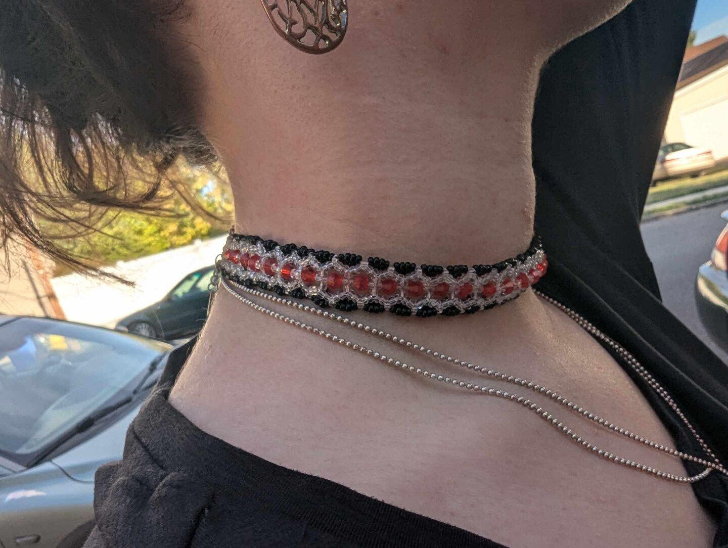 product name is Black and Red Gothic Style Choker