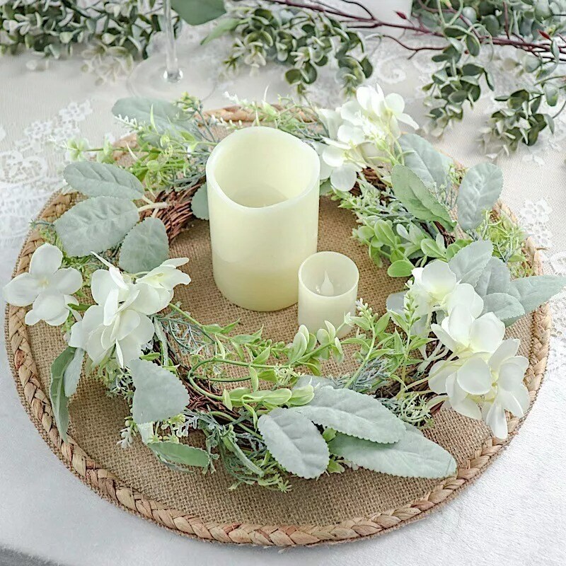 4 Natural 15" Round Burlap Jute Placemats Braided Rim Party Events Decorations