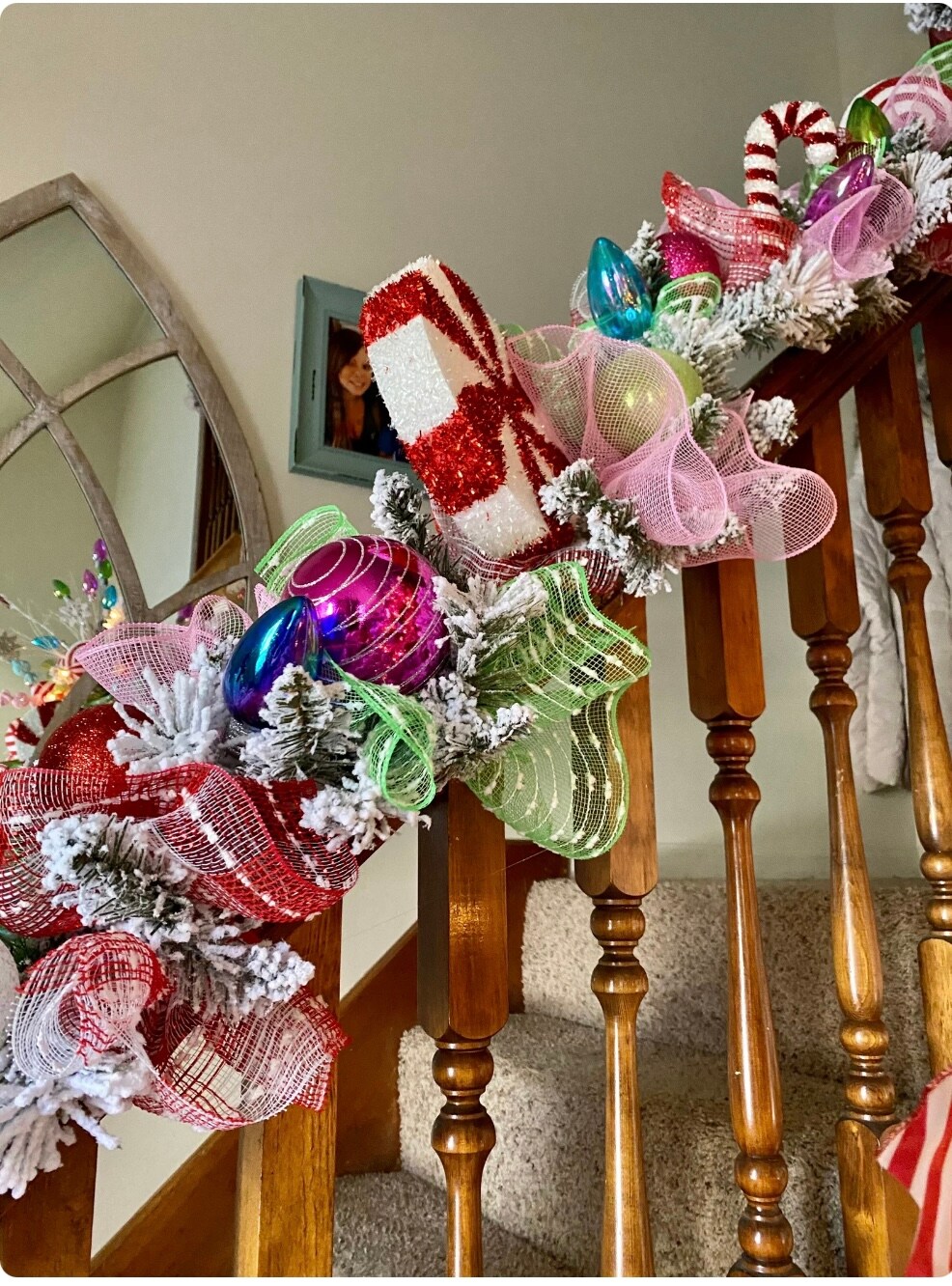 Christmas Garland, Christmas Decor, Staircase Garland for Christmas, Garland for Front Door, Candy Christmas Decor, Christmas Swag, Holiday product 2